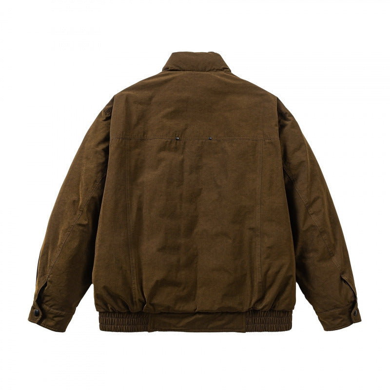 Herren Oversized Bomberjacke aus Veloursleder‑Optik mit hohem Stehkragen und elastischem Saum Shop Nory