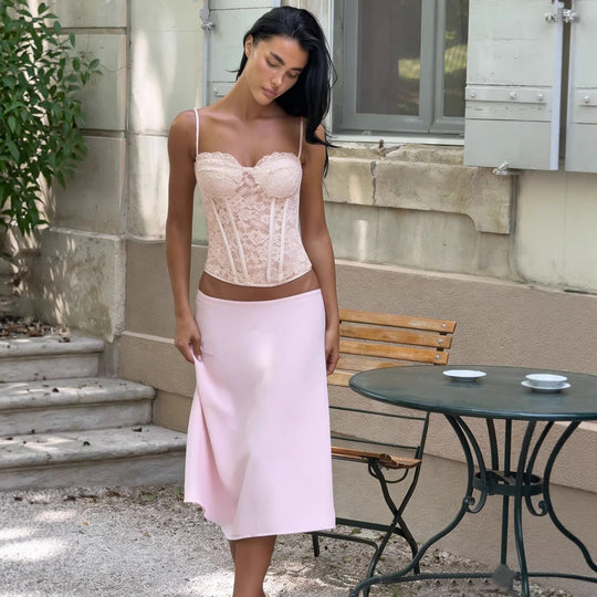 Damen Spitzen-Corsage mit verstellbaren Trägern und verdecktem Verschluss