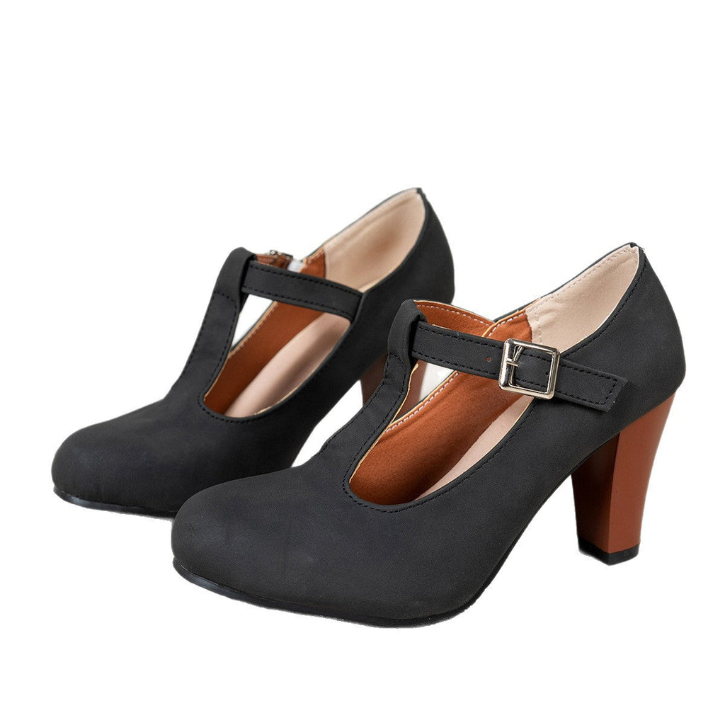 Damen T-strap Pumps mit eleganter Absatzhöhe und verstellbarem Riemen