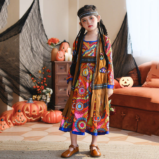 Mädchen Boho Kleid mit langen Ärmeln Shop Nory