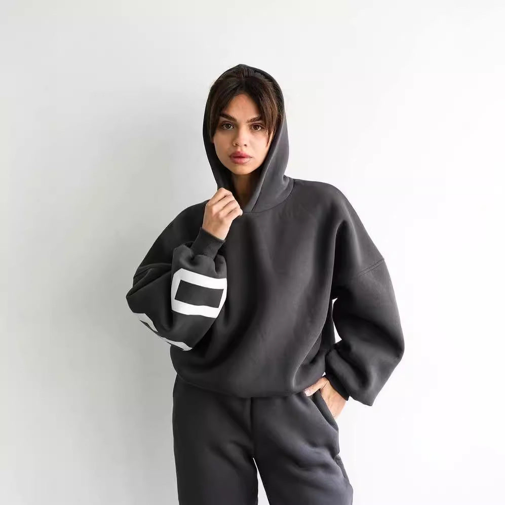 Damen Oversized Kapuzenpullover mit großflächigem Blockprint Shop Nory