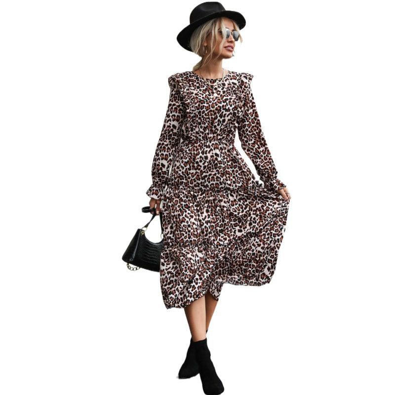 Damen Langes Leopardkleid Shop Nory