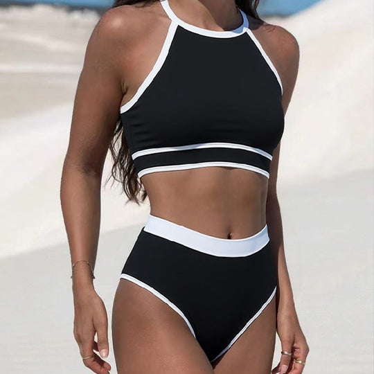 Damen Sportliches Bikini-Set mit hochgeschnittenem Unterteil und Racerback-Oberteil