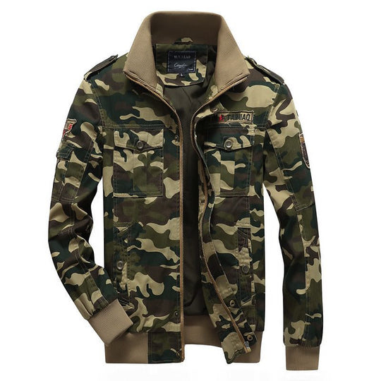Herren Camo-Utility-Bomberjacke mit Stehkragen, Mehrfach-Taschen und Rippbündchen Shop Nory