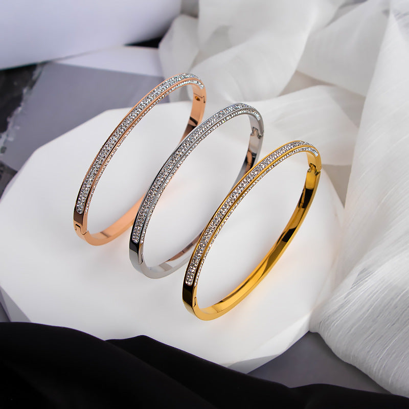 Frauen Glitzernde Kristallbesetzte Schlanke Armreif Bracelet Shop Nory