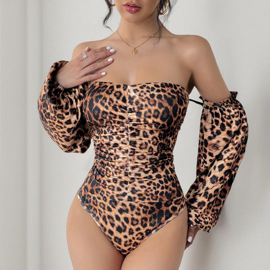 Damen Schulterfreies Bustier-Top mit abnehmbaren Puffärmeln und Raffung Shop Nory