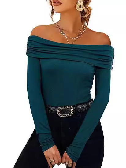 Damen Figurbetontes Schulterfreies Langarm Feinstrickshirt mit Carmenausschnitt Shop Nory