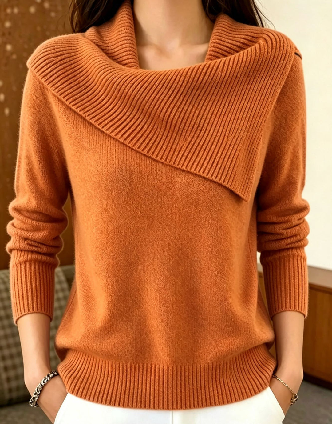 Damen Oversized Rollkragenpullover mit asymmetrischem Schalkragen Shop Nory