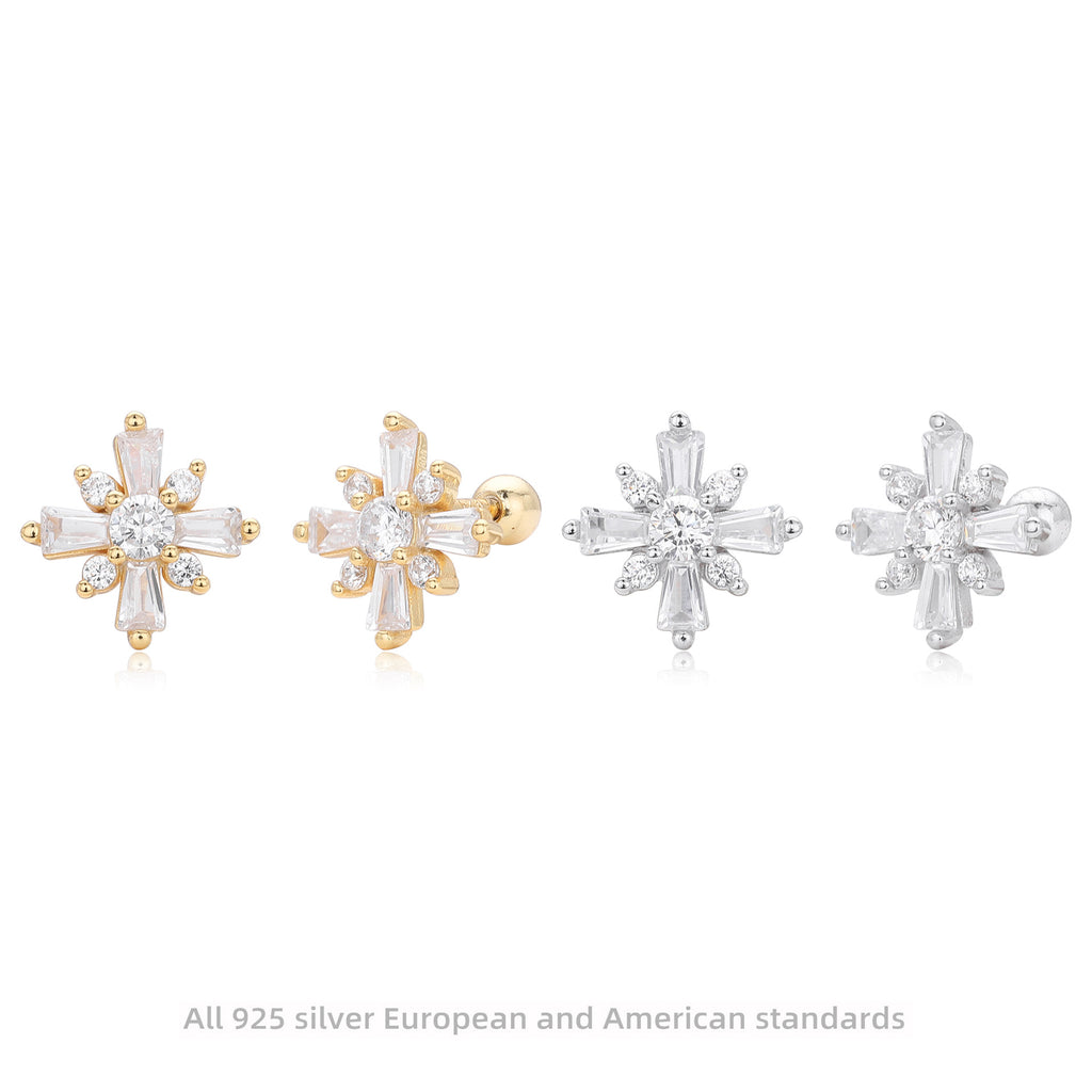 Damen Ohrstecker mit funkelndem Zirkon in Kreuzform aus hochwertigem 925 Sterling Silber Shop Nory