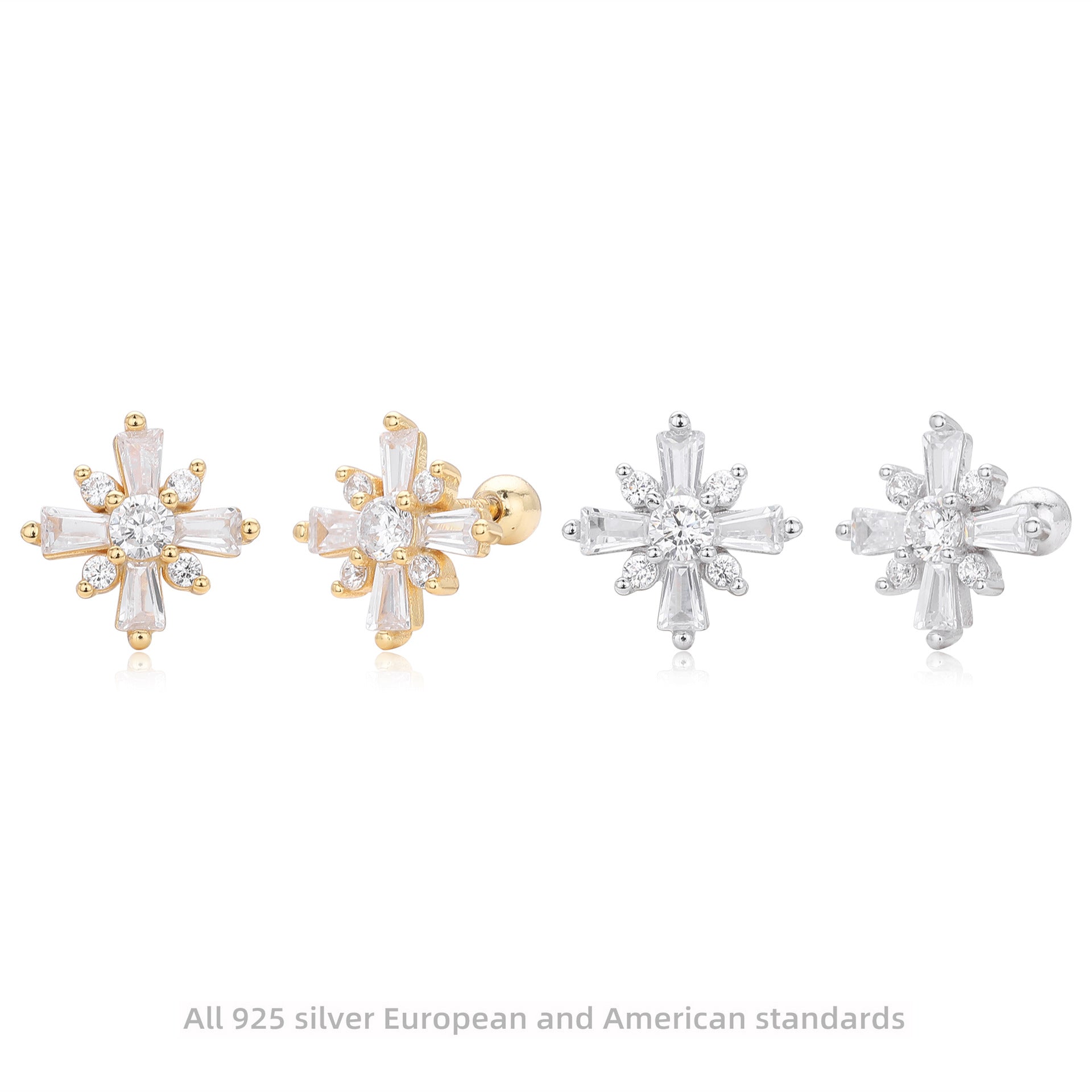 Damen Ohrstecker mit funkelndem Zirkon in Kreuzform aus hochwertigem 925 Sterling Silber Shop Nory