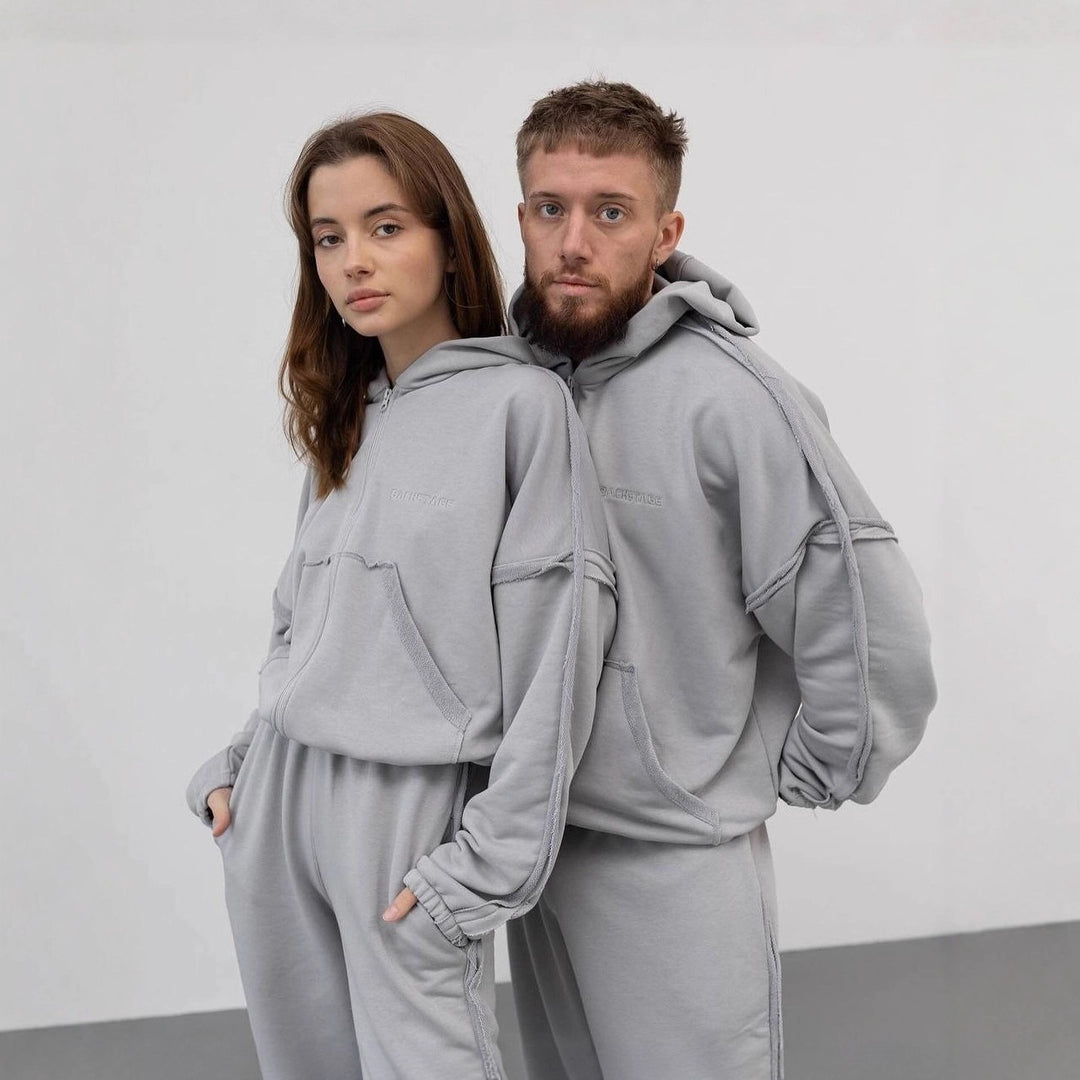 Unisex Oversize Hoodie-Set aus weichem Fleece mit Reißverschluss und Jogginghose Shop Nory