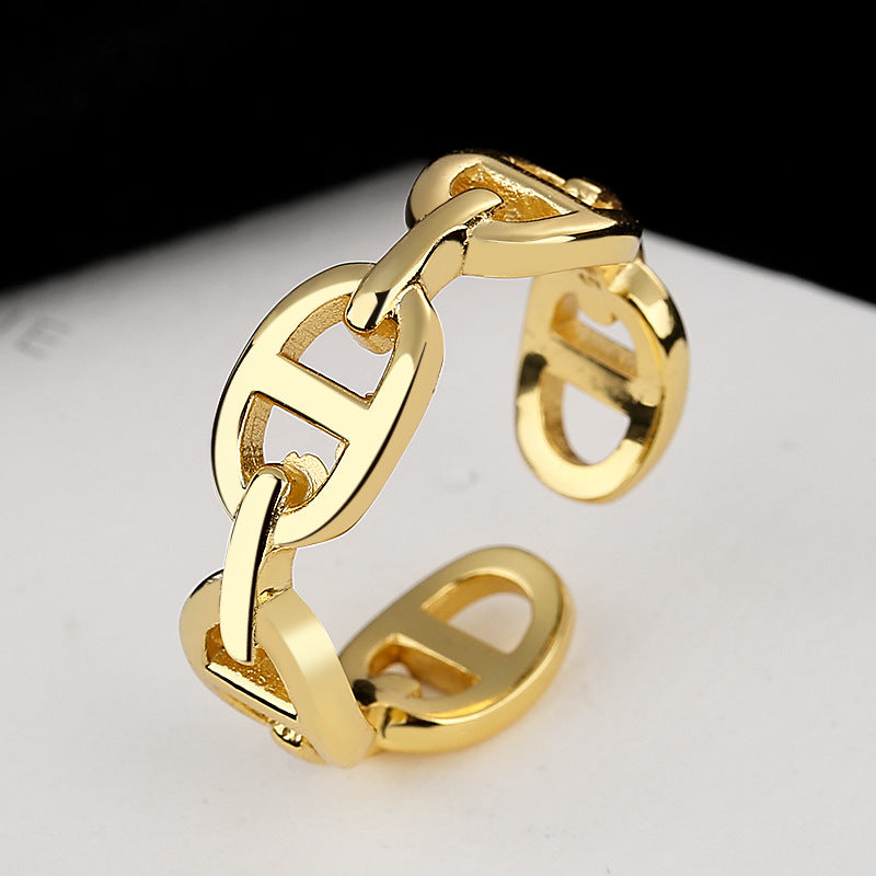 Damen Offener Ring mit modernem Kettendesign Shop Nory