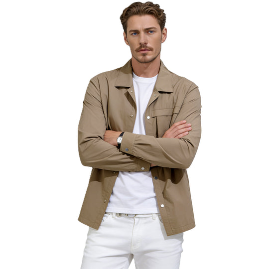 Herren Leichtes Utility-Overshirt mit Pattentaschen und Druckknopfleiste Shop Nory