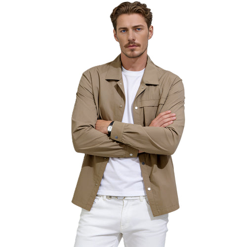 Herren Leichtes Utility-Overshirt mit Pattentaschen und Druckknopfleiste Shop Nory