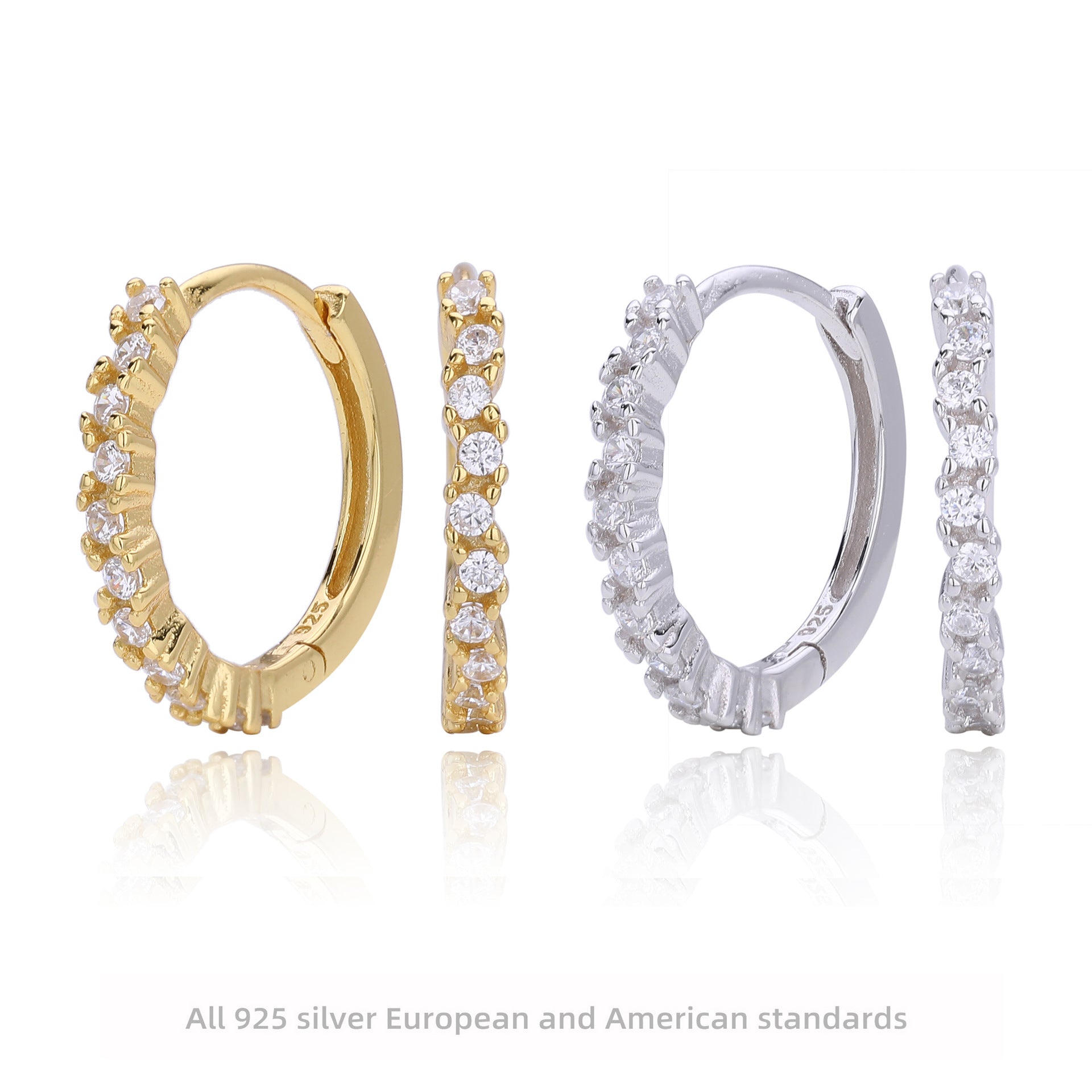 Damen Creolen mit luxuriösem Zirkonbesatz aus 925 Sterling Silber Shop Nory