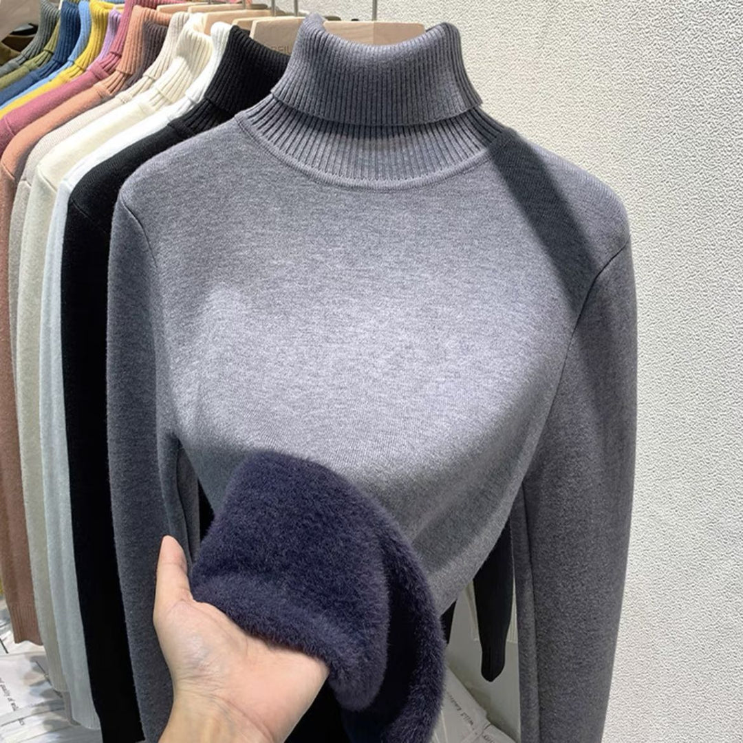 Damen Feinstrick-Rollkragenpullover mit wärmendem Innenfutter und schmaler Silhouette Shop Nory