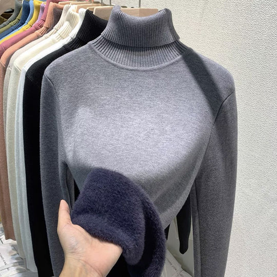 Damen Feinstrick-Rollkragenpullover mit wärmendem Innenfutter und schmaler Silhouette Shop Nory