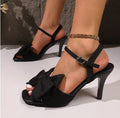 Damen elegante Slingback Sandalen mit großem Schleifen-Detail