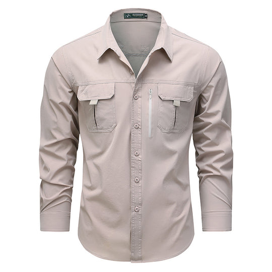 Herren Outdoor-Utility-Hemd mit Mehrfach-Taschen und Reißverschluss Shop Nory