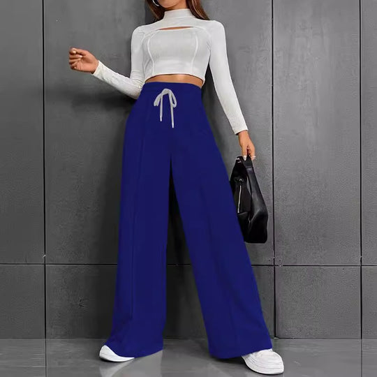 Damen nan weite High-Waist Palazzo-Jogginghose mit Kordelzug und Bügelfalte Shop Nory