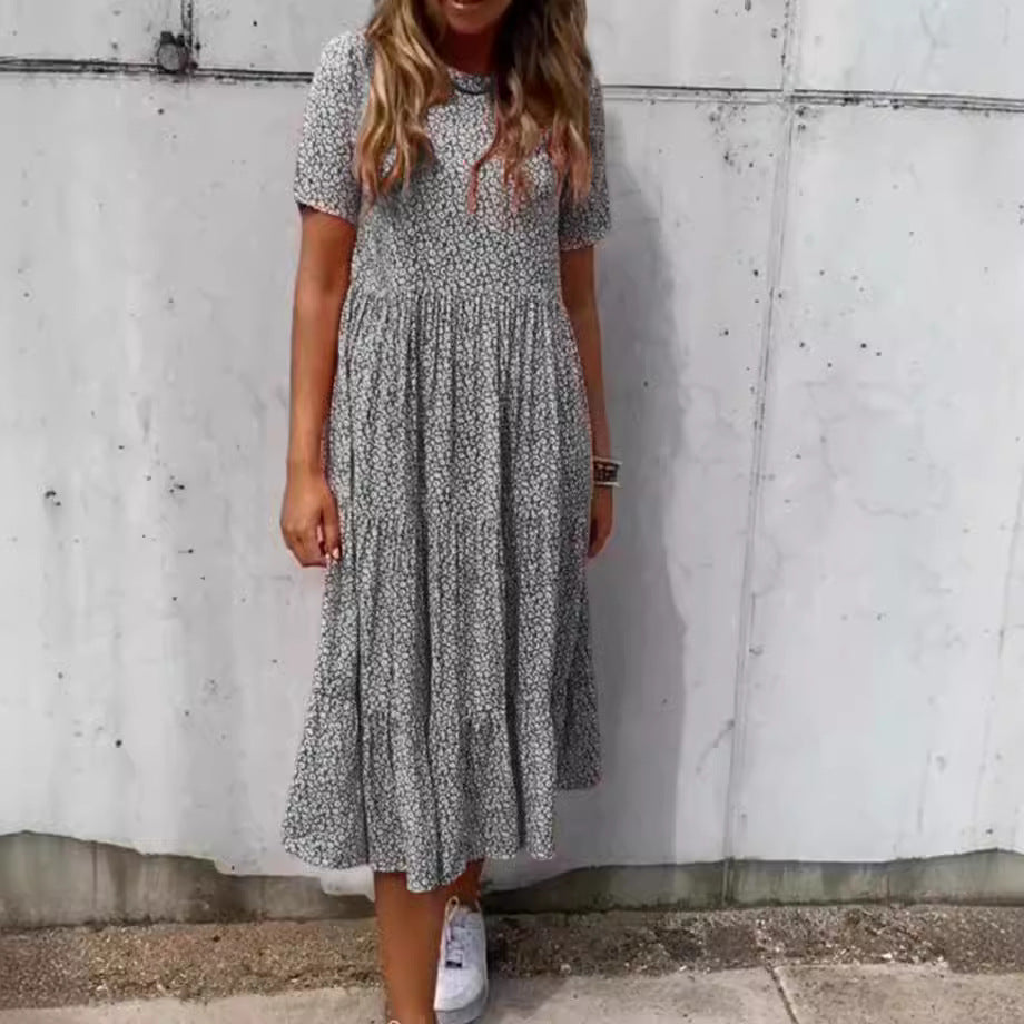 Damen Midi-Kleid mit zartem Blütenmuster und luftiger Silhouette