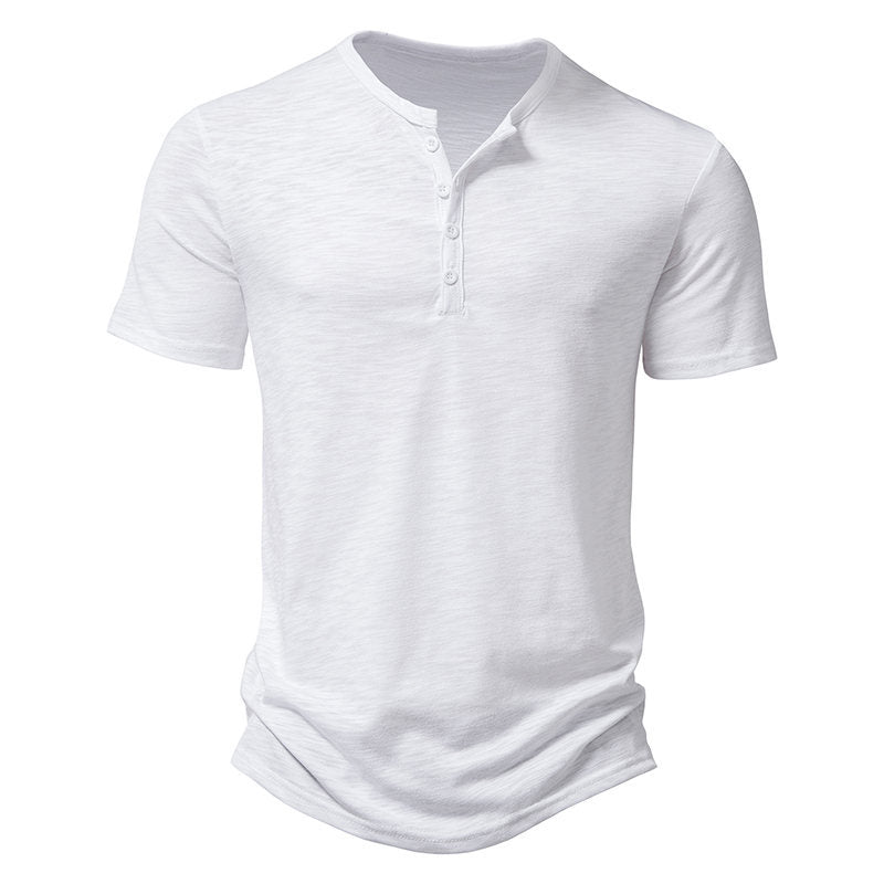 Herren Kurzarm-Henley-T-Shirt mit modischem Knopfdesign und atmungsaktiver Baumwolle Shopnory
