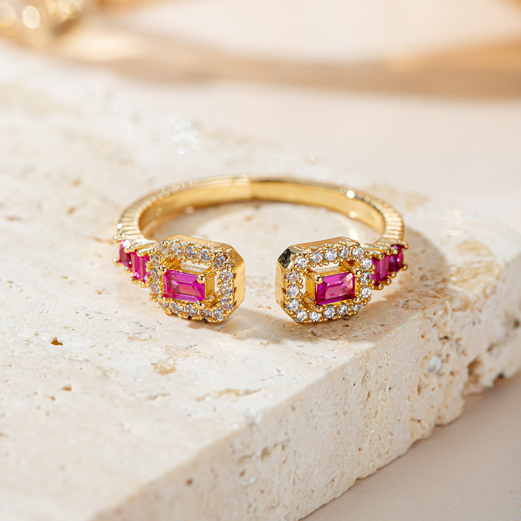 Damen eleganter Ring mit bunten Zirkonia Steinen Shop Nory