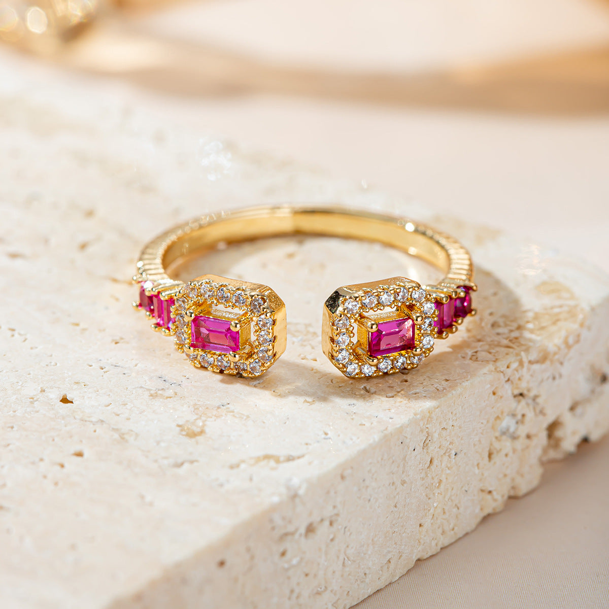 Damen eleganter Ring mit bunten Zirkonia Steinen Shop Nory