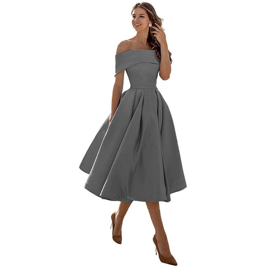 Legere Mode Satin Cocktailkleid Ohne Träger