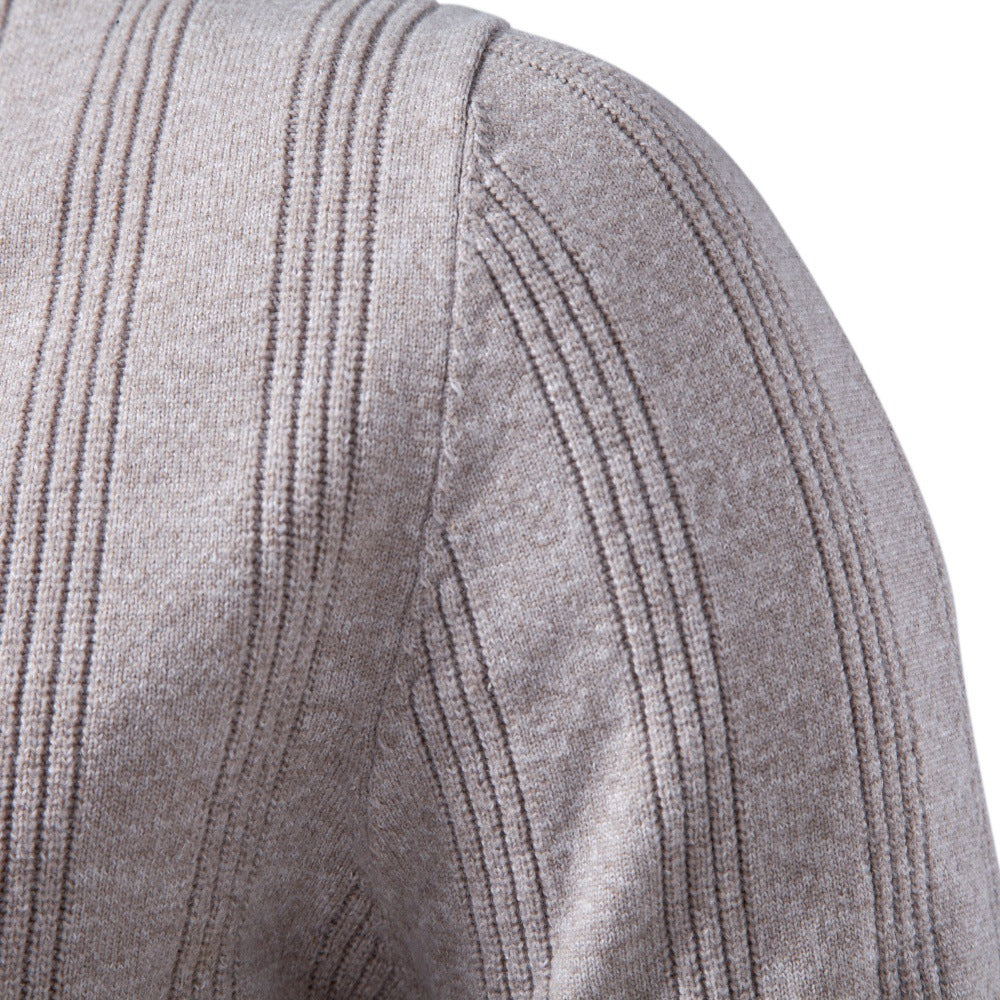 Herren Langarm-Feinstrick-Poloshirt mit Strukturstreifen und geripptem Saum Shop Nory