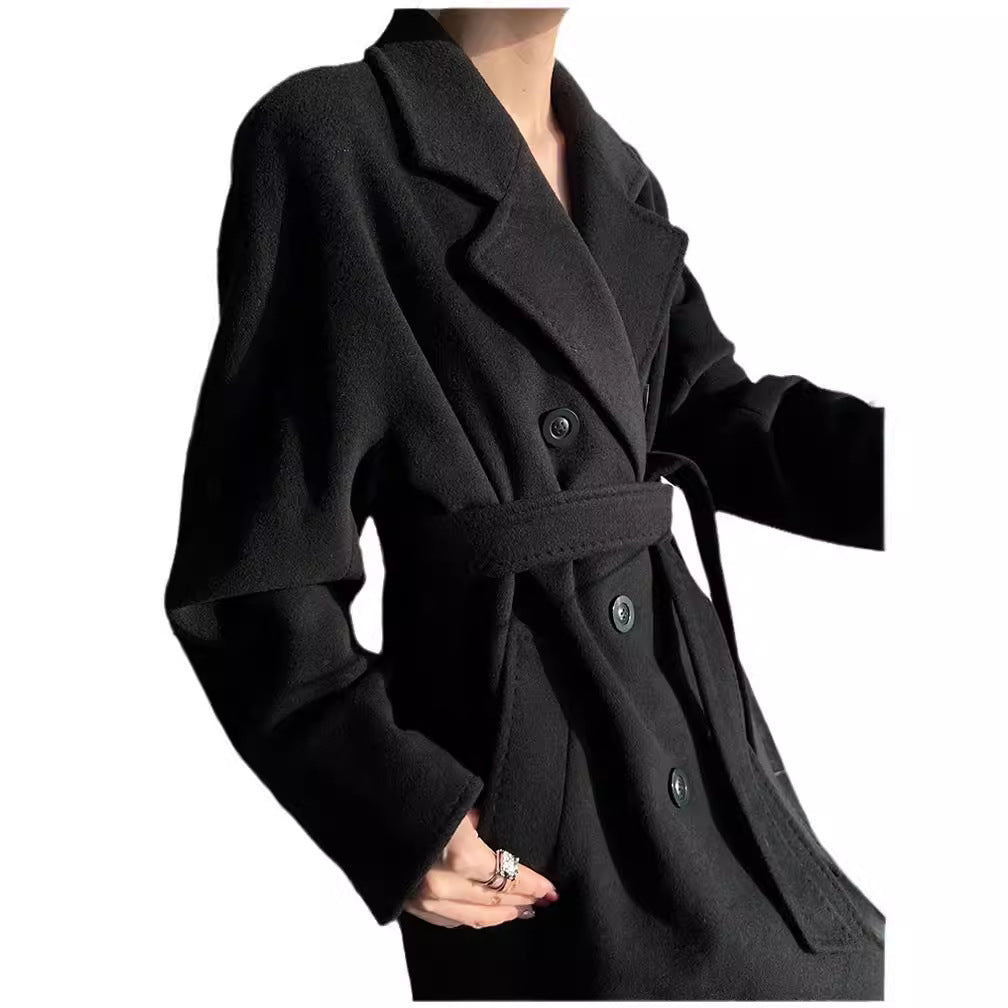 Damen Eleganter Doppeltbreasted Wollmantel Shop Nory
