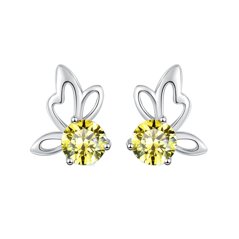 Damen Ohrstecker mit floralem Design und funkelndem Kristall Shop Nory