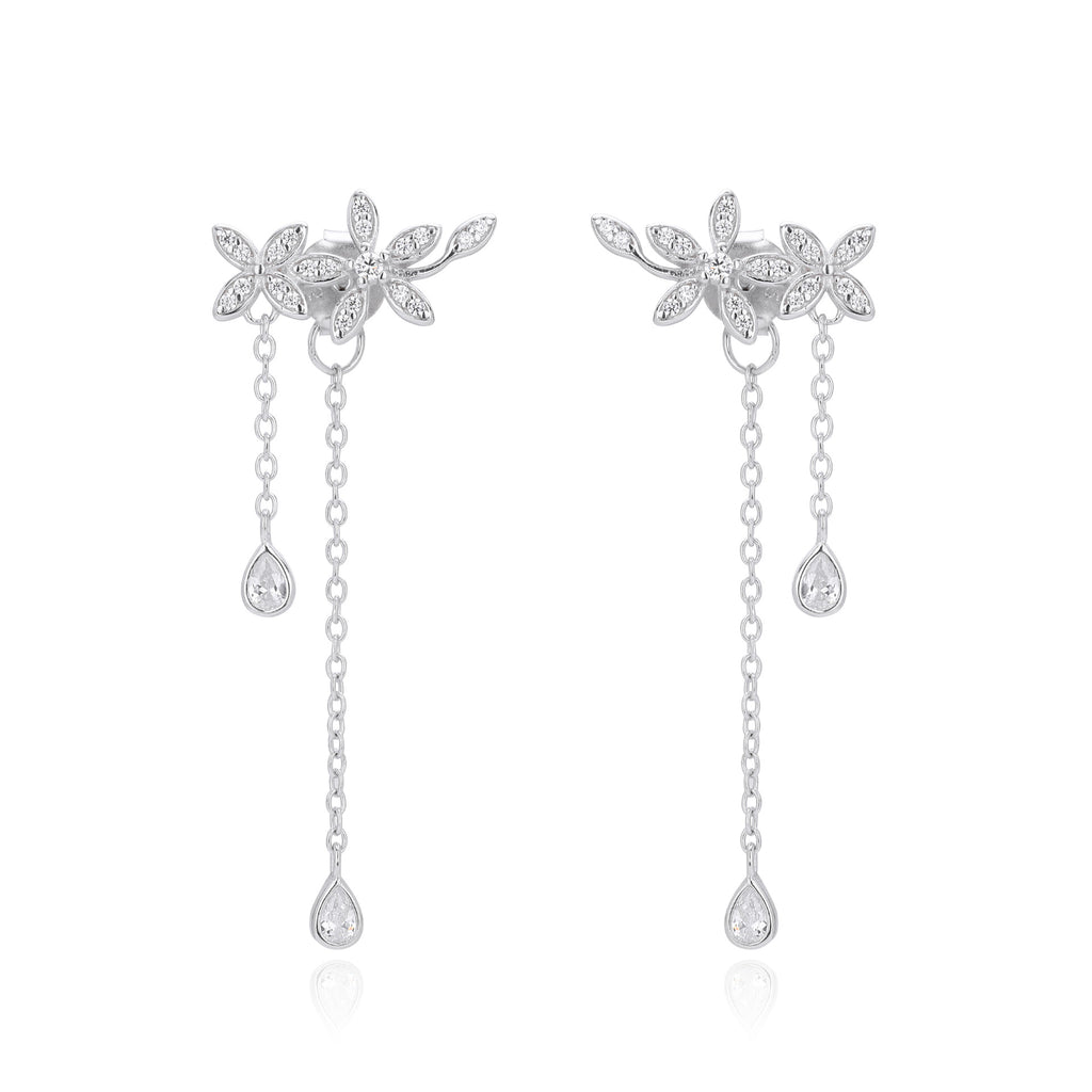 Damen Ohrhänger mit floralem Design und funkelnden Zirkonanhängern Shop Nory