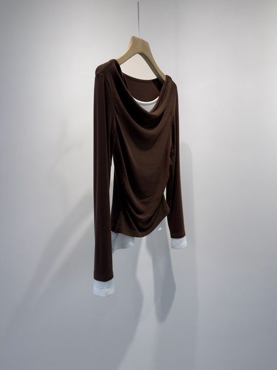 Damen Drapierter Vordere Langarmtop Shop Nory