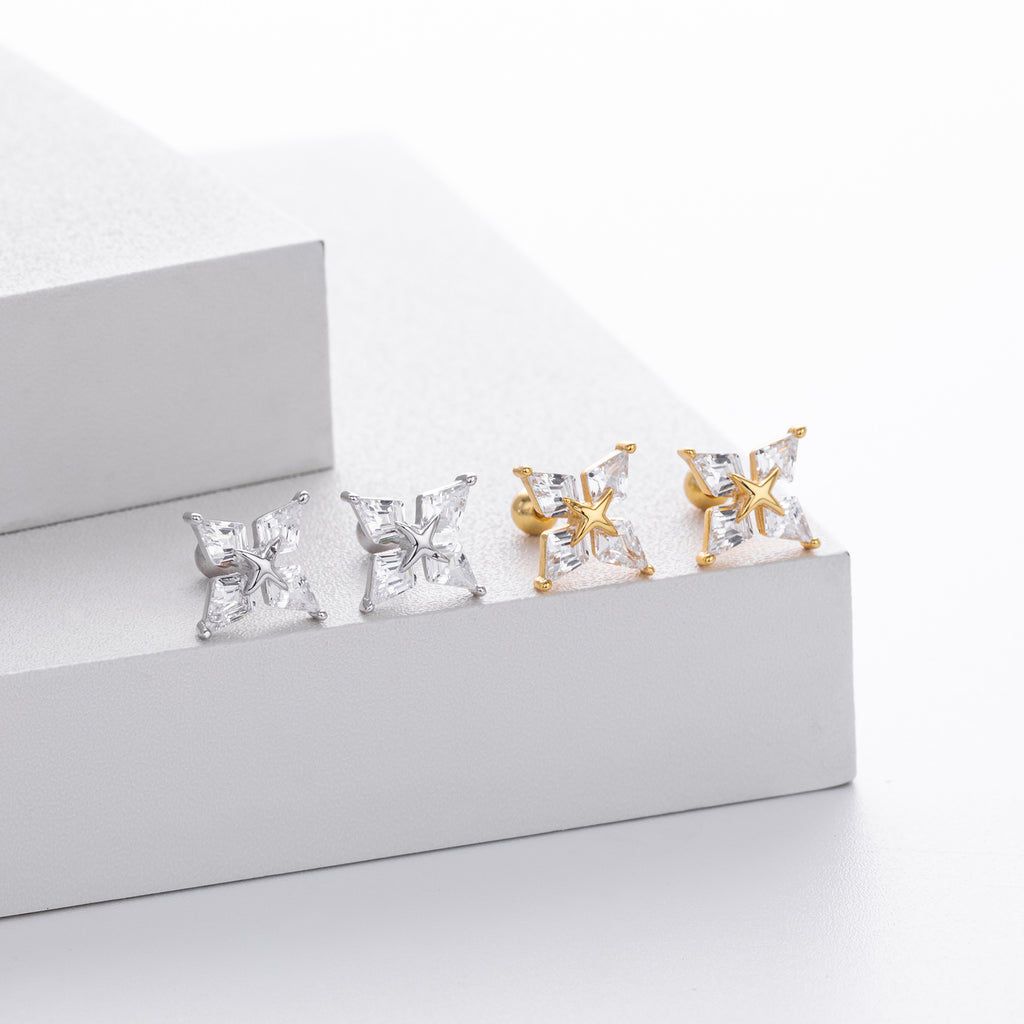 Damen Ohrstecker mit detailverliebtem, glitzerndem Sternenmotiv aus hochwertigem 925 Sterling Silber Shop Nory