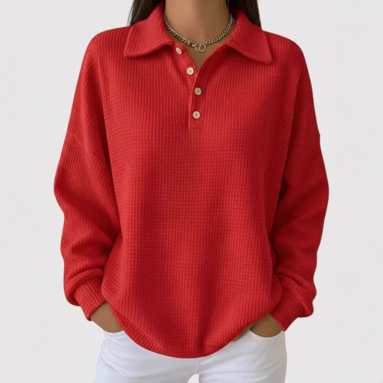 Damen Lässiges Waffel-Pullover