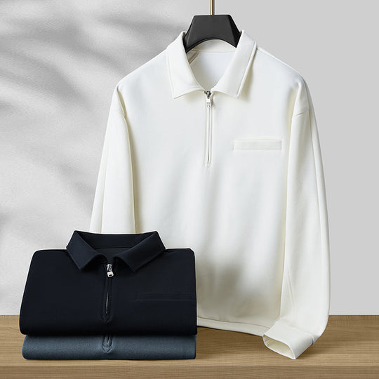 Herren Polo‑Sweatshirt mit halbem Reißverschluss und wärmendem Fleece-Innenfutter Shop Nory
