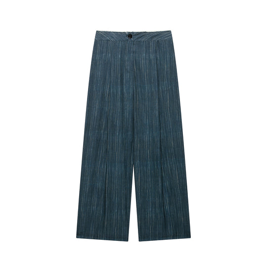 Damen Weite High‑Waist Stoffhose mit Nadelstreifen und weitem Bein Shop Nory