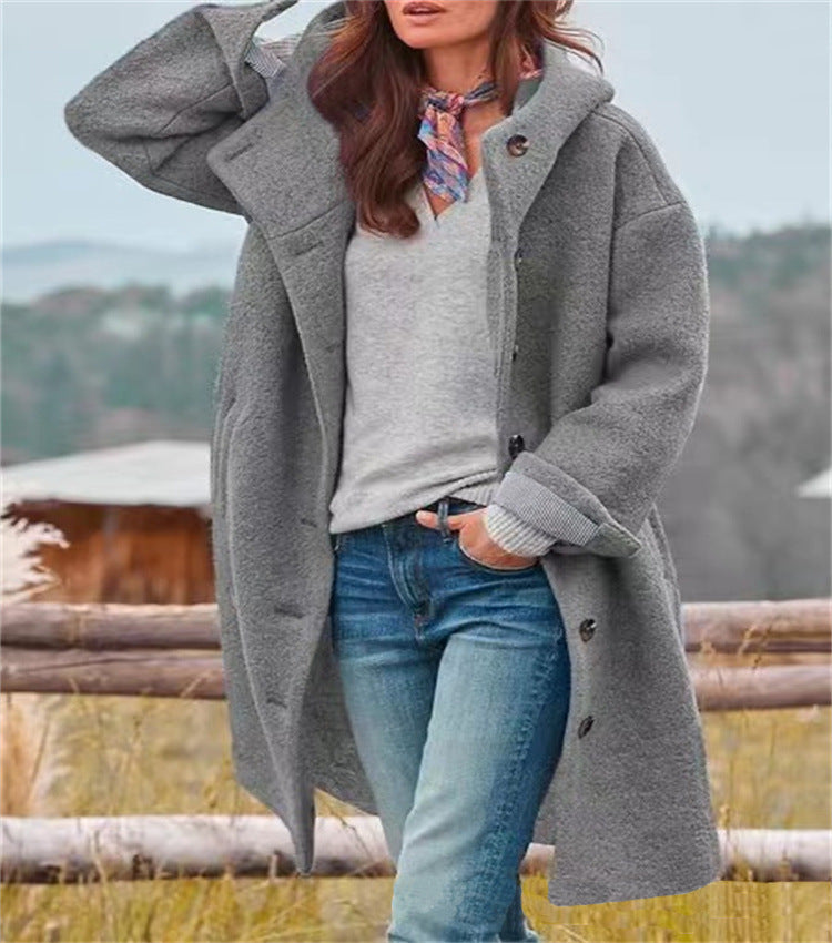 Damen Oversize Teddy-Mantel mit Knopfleiste und großem Revers Shop Nory