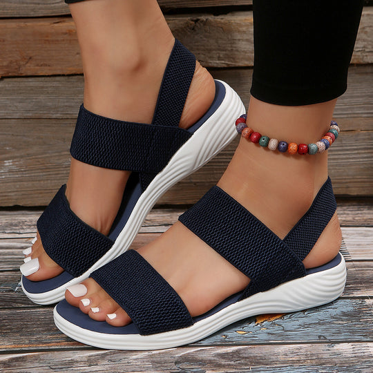 Damen Strick‑Sandalen mit elastischen Riemen und dämpfender Plateau‑Sohle Shop Nory