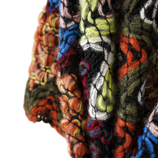 Damen Grobgestrickter Ethno-Ruana-Poncho mit Zickzack‑Jacquard und offenem Fall Shop Nory