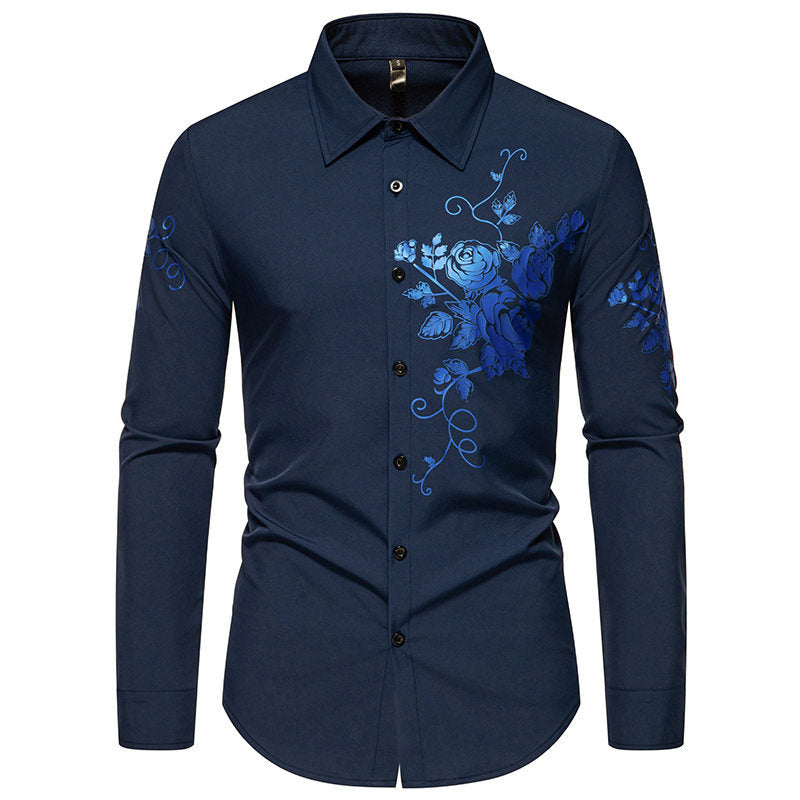 Herren Slim-Fit Langarmhemd mit floralem Print und tailliertem Schnitt Shop Nory