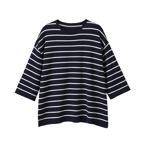 Damen Oversize-Maritime Streifenbluse mit dreiviertelärmeln Shop Nory
