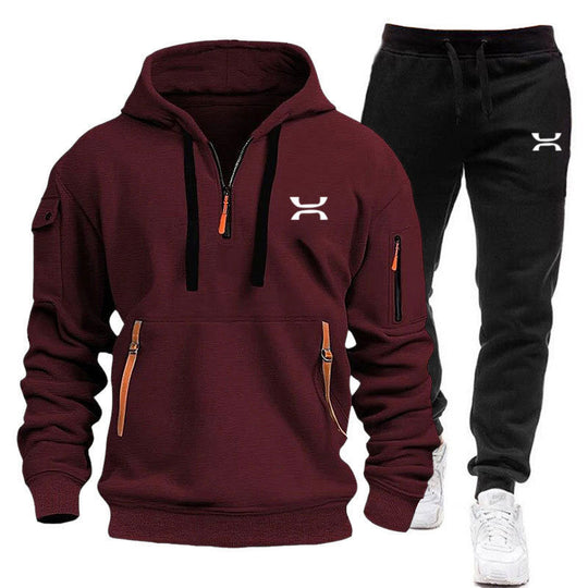 Herren Hoodie-Trainingsanzug mit Reißverschlusstaschen