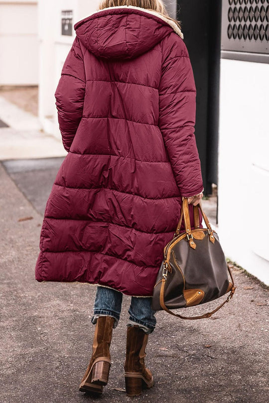 Damen lange, gefütterte Winterjacke mit Fleece-Futter