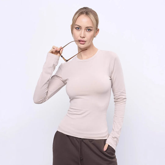 Damen Enganliegendes Langarmshirt Shop Nory