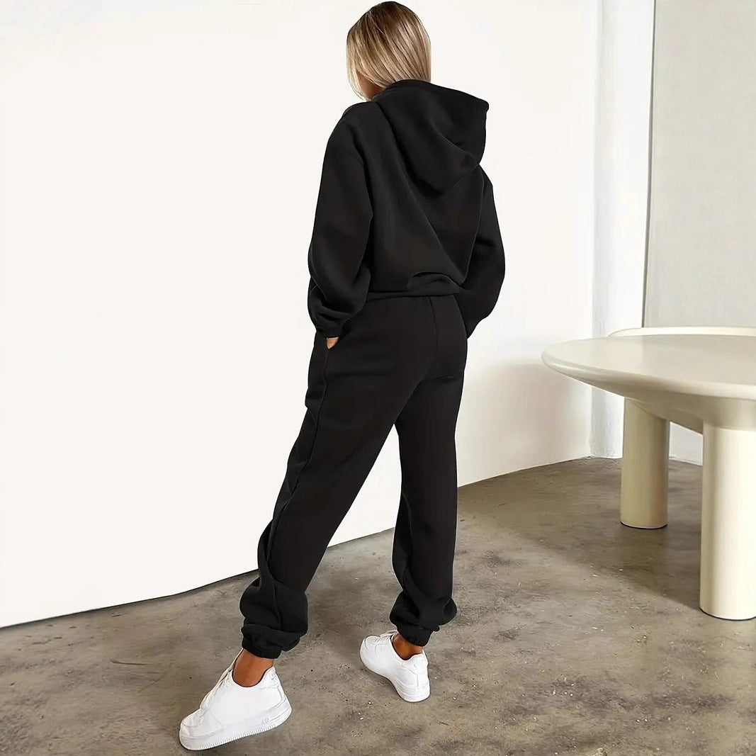 Damen nan Hoodie- und Jogginghose-Set mit Kapuze, Kängurutasche, elastischem Bund und auffälligem Lippen-Statementprint Shop Nory