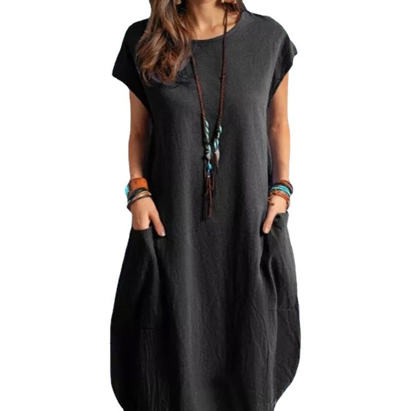 Damen luftiges Sommerkleid mit praktischen Taschen und modernem Schnitt