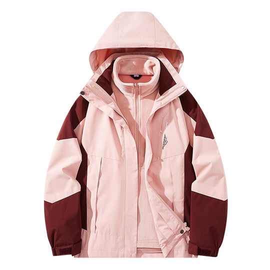 Herren Wasserabweisende zweilagige Trekkingjacke mit abnehmbarer Fleece-Innenjacke und Kapuze Shop Nory