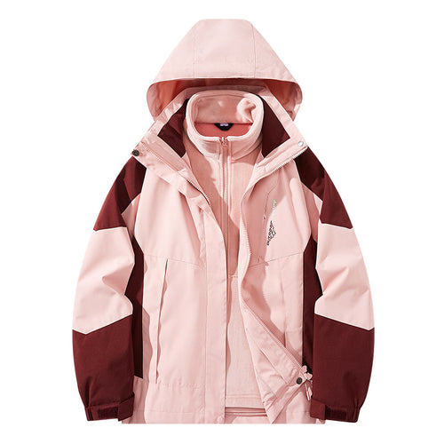Herren Wasserabweisende zweilagige Trekkingjacke mit abnehmbarer Fleece-Innenjacke und Kapuze Shop Nory